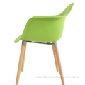 Modern European Plastic Seat Beech Wooden Eames Armchair